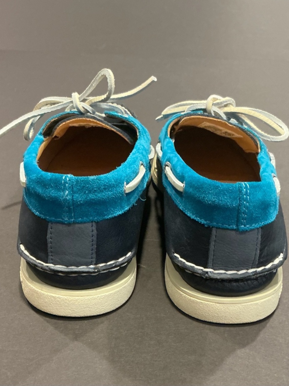 Sperry Top Sider Leather Suede Boat Shoes Blue Colorblock Men’s Size 10 - Picture 6 of 16